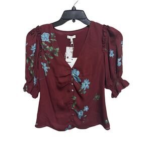 NWT Joie Sheer Blouse XS 100% Silk Floral